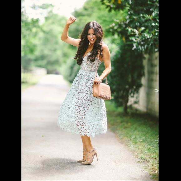 SOLD!!! NWT Self Portrait  Womens Azaelea Applique Dress Mint Green - Size US 4 - Picture 4 of 10